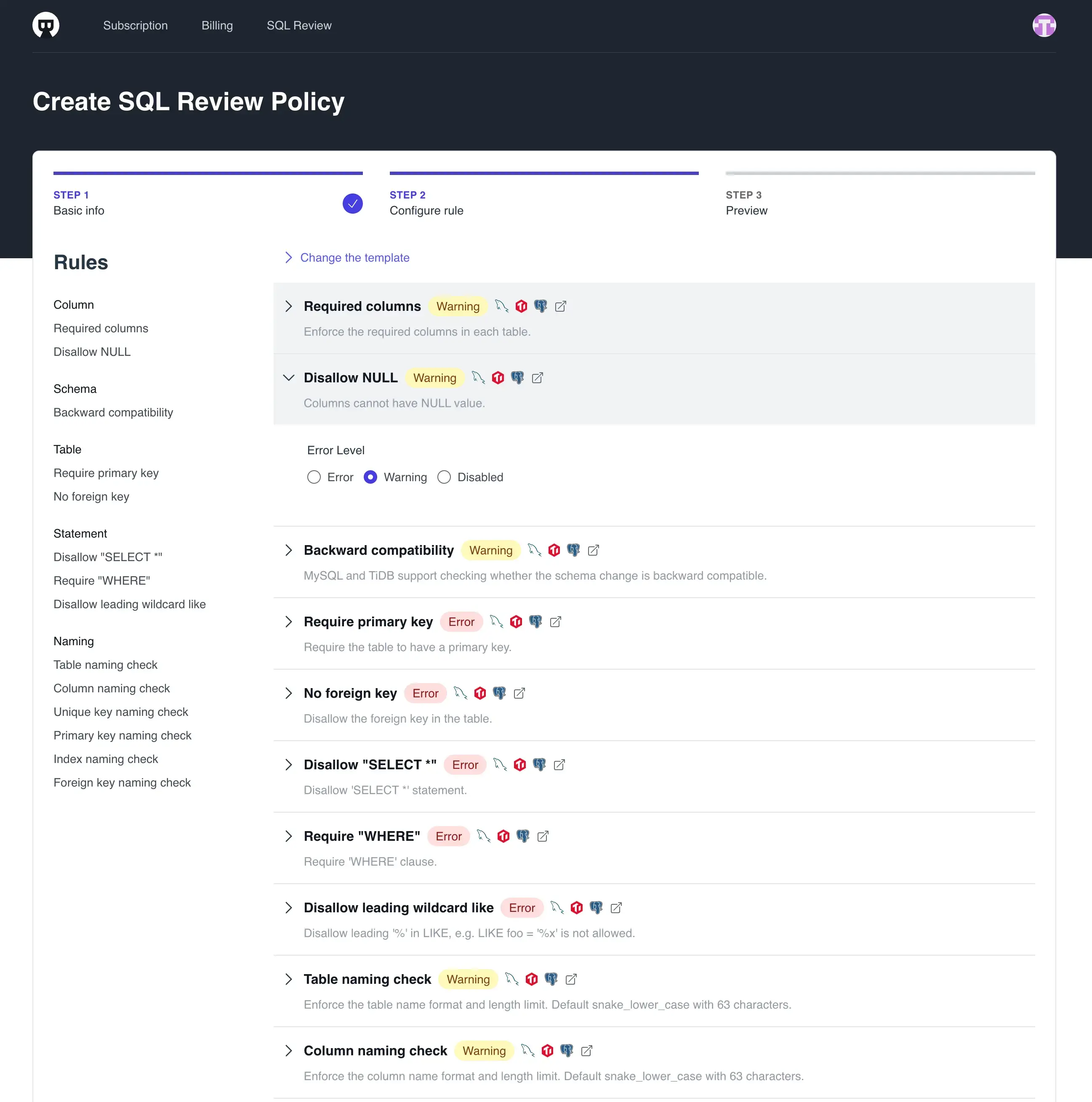 hub-create-sql-review-policy