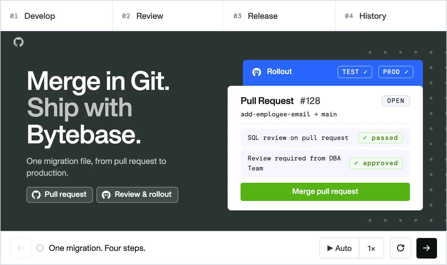 Ship database changes from Git — interactive demo