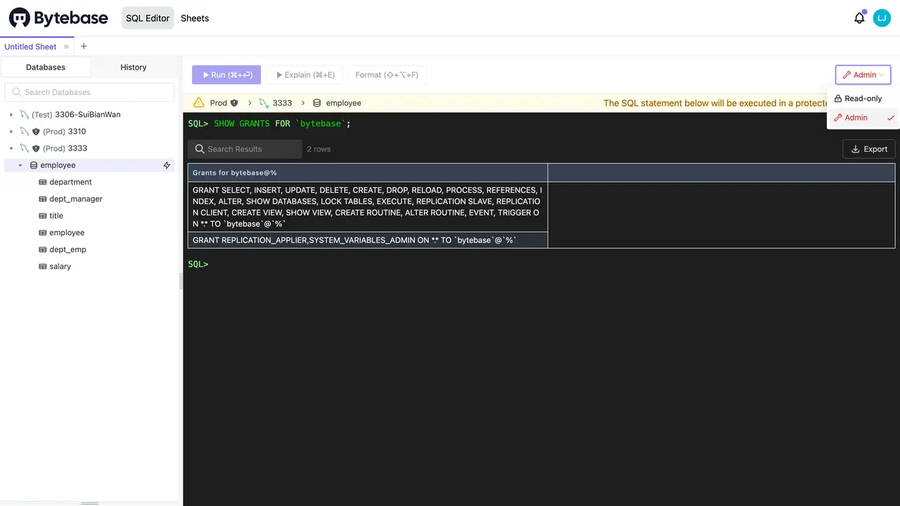 bytebase-admin-mode